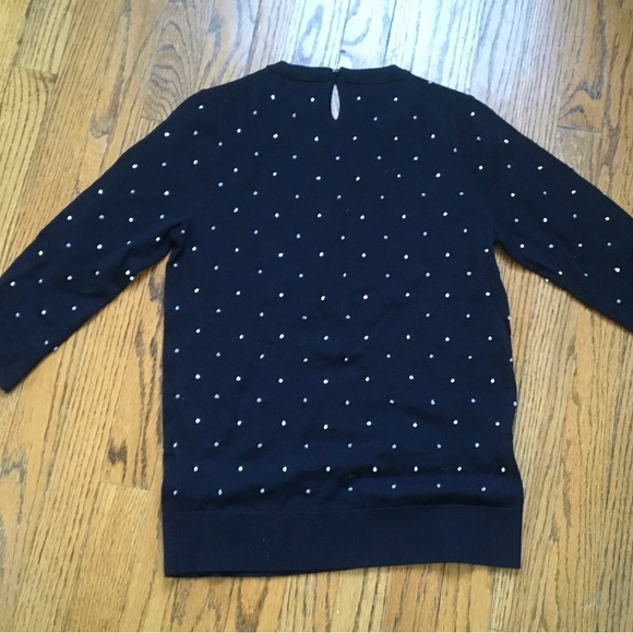 J Crew merino wool navy blue sweater with detail. Size small - Picture 2 of 5
